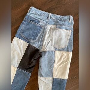 THE NATIVE ONE Patchwork Denim‎ Jeans Ankle Length Button Fly Trendy Size Small